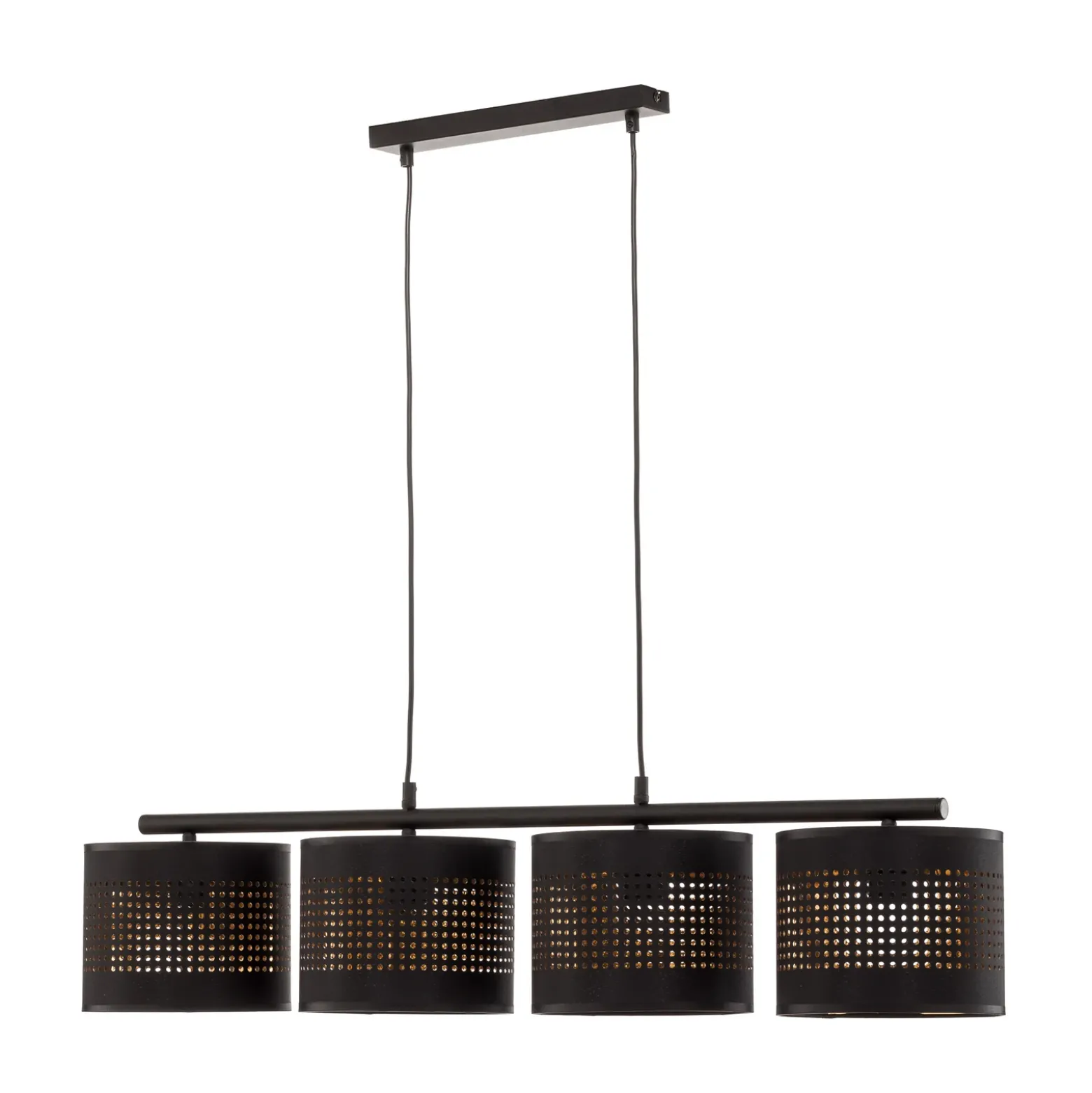 Lámpara colgante Tago, 4 luces, negro/dorado