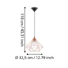 Lámpara colgante Tarbes, 1 luz, 32,5cm, cobre