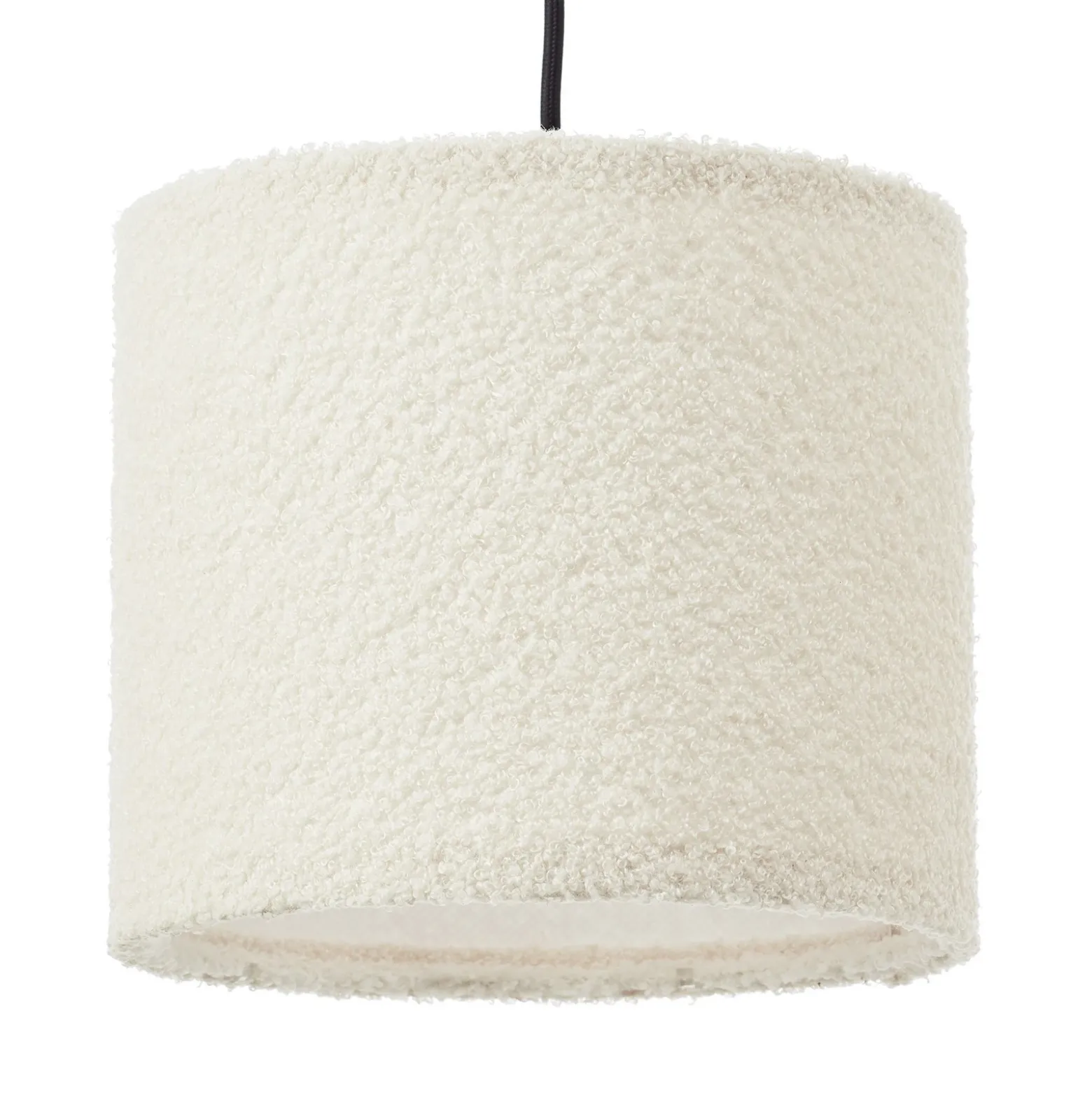Lámpara colgante Teddy, longitud 98 cm, beige, 3 luces, tela/metal