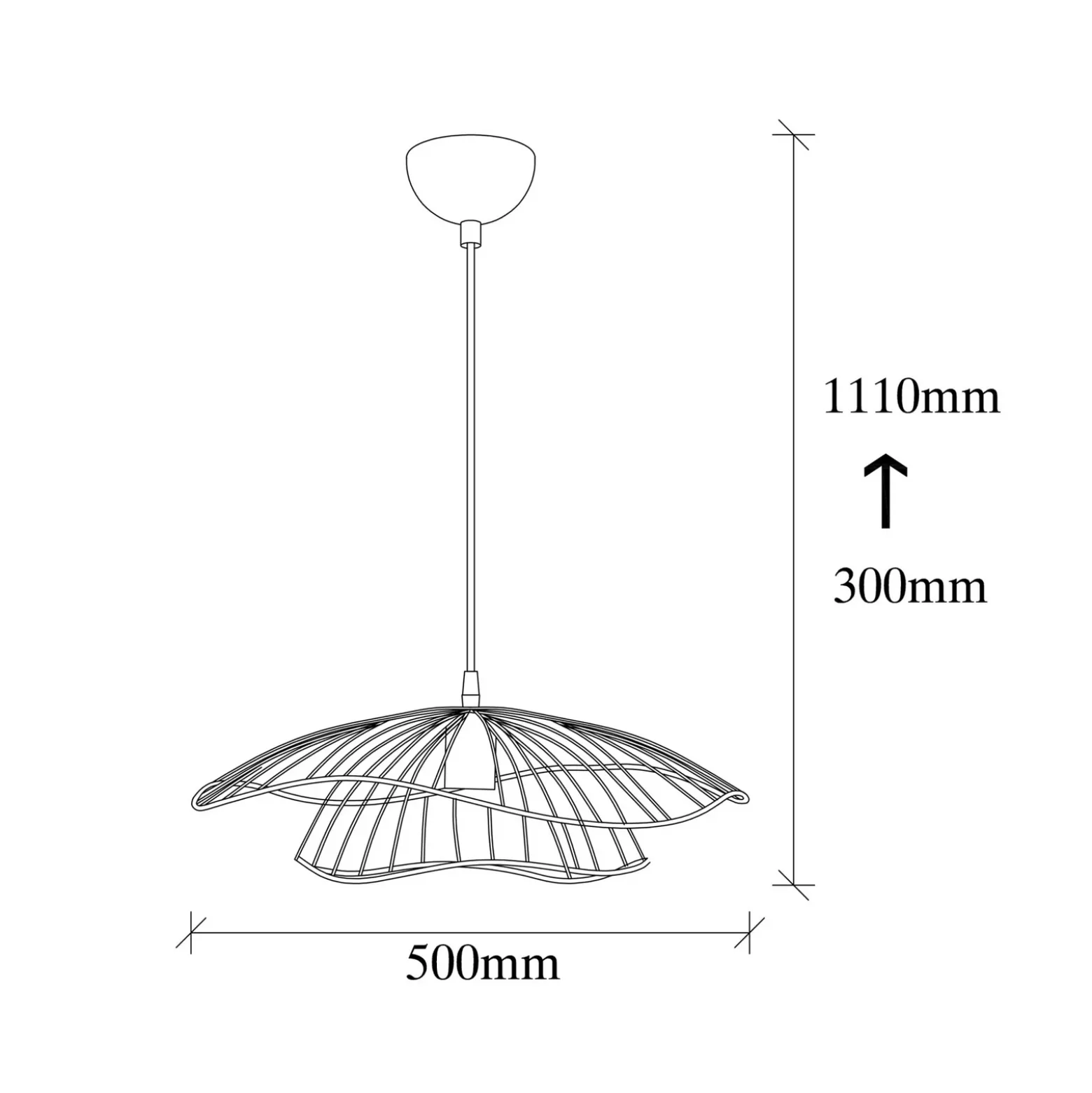 Lámpara colgante Tel 6500 Ø50cm negro