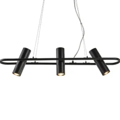 Lámpara colgante Telescope en negro, 3 luces