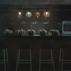 Lámpara colgante Telesto, vidrio, 4 luces