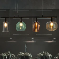 Lámpara colgante Telesto, vidrio, 4 luces