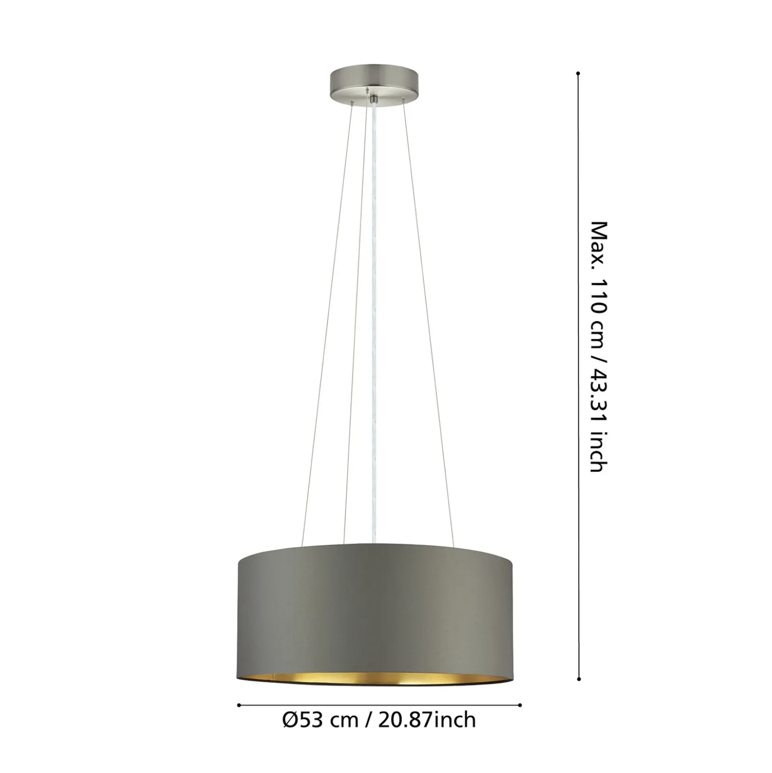 Lámpara colgante textil Maserlo, capuchino, 53 cm