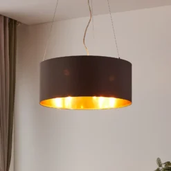 Lámpara colgante textil Maserlo, capuchino, 53 cm