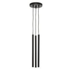 Lámpara colgante Thin, negra, 3 luces, rondel