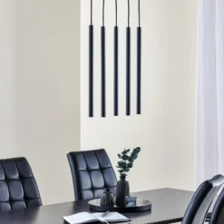 Lámpara colgante Thin, negro, 5 luces, lineal