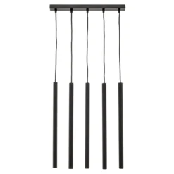 Lámpara colgante Thin, negro, 5 luces, lineal
