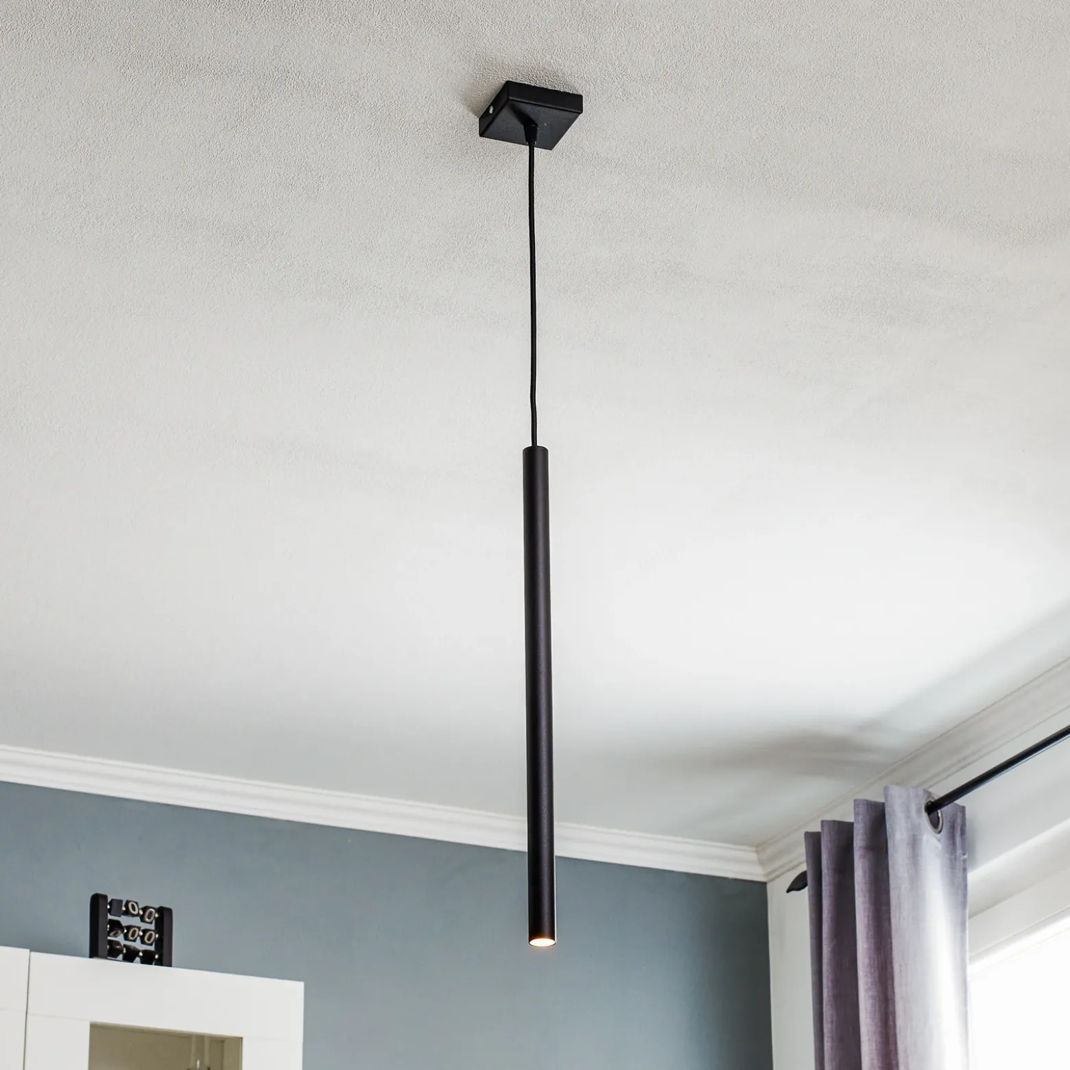 Lámpara colgante Thin, negro, 1 luz