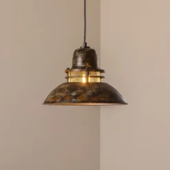 Lámpara colgante Tibet, marrón antiguo, Ø 34 cm, metal, E27