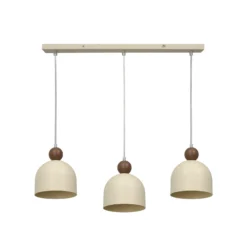 Lámpara colgante Timon, color topo/beige, longitud 60 cm, metal, 3 luces.