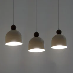 Lámpara colgante Timon, color topo/beige, longitud 60 cm, metal, 3 luces.