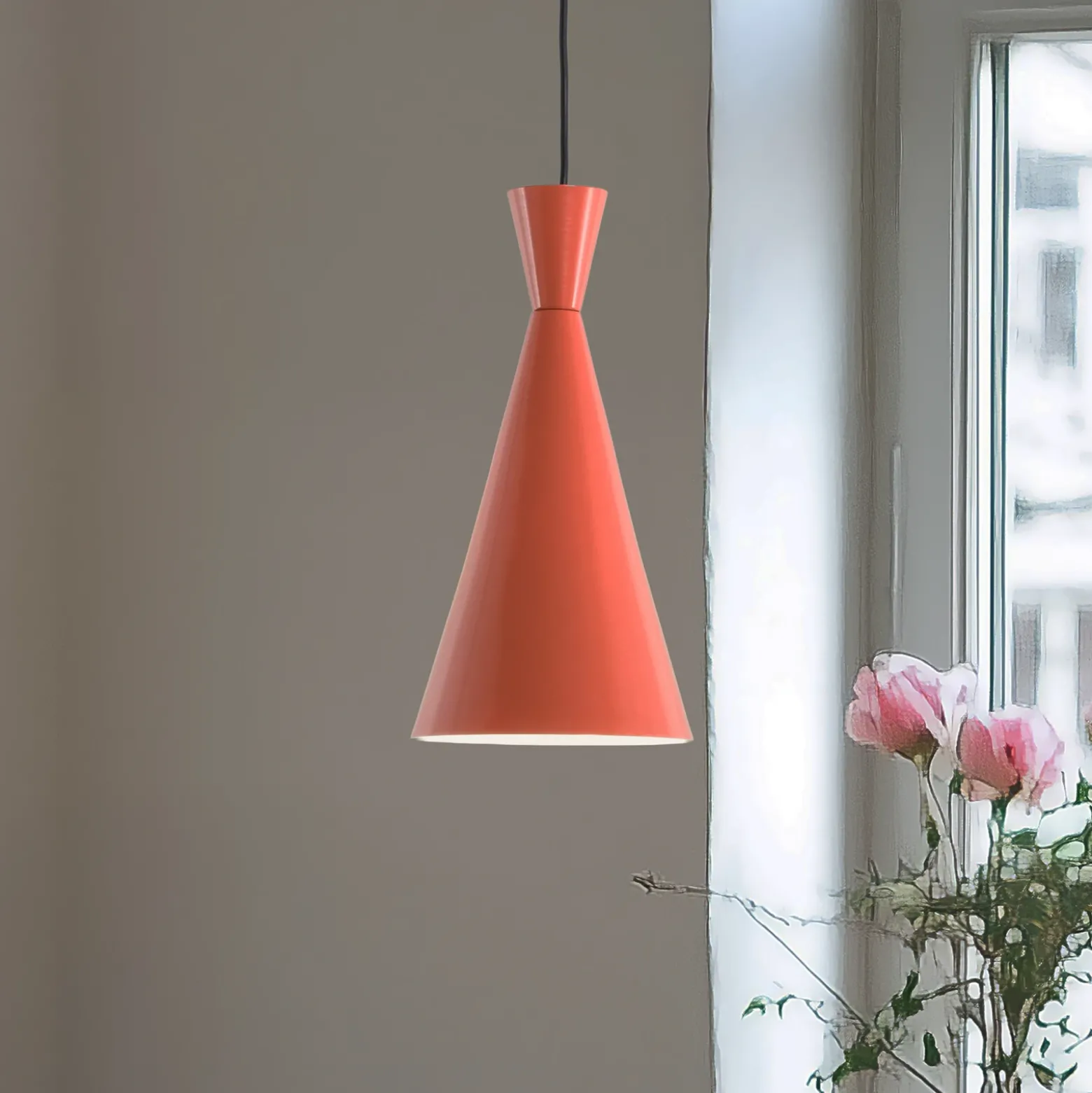 Lámpara colgante Tom, naranja, metal, Ø 19 cm, E27