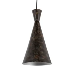 Lámpara colgante Tom, negro-marrón, metal, Ø 19 cm, E27