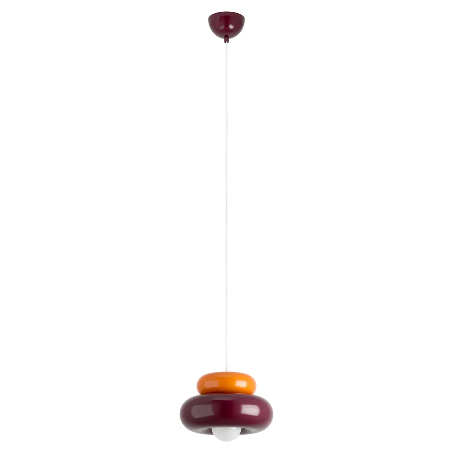 Lámpara colgante Torchiarolo, burdeos/naranja, metal, E27