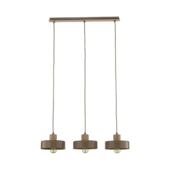 Lámpara colgante Torin, beige, 80 cm de largo, 3 luces, metal/madera