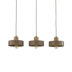 Lámpara colgante Torin, beige, 80 cm de largo, 3 luces, metal/madera