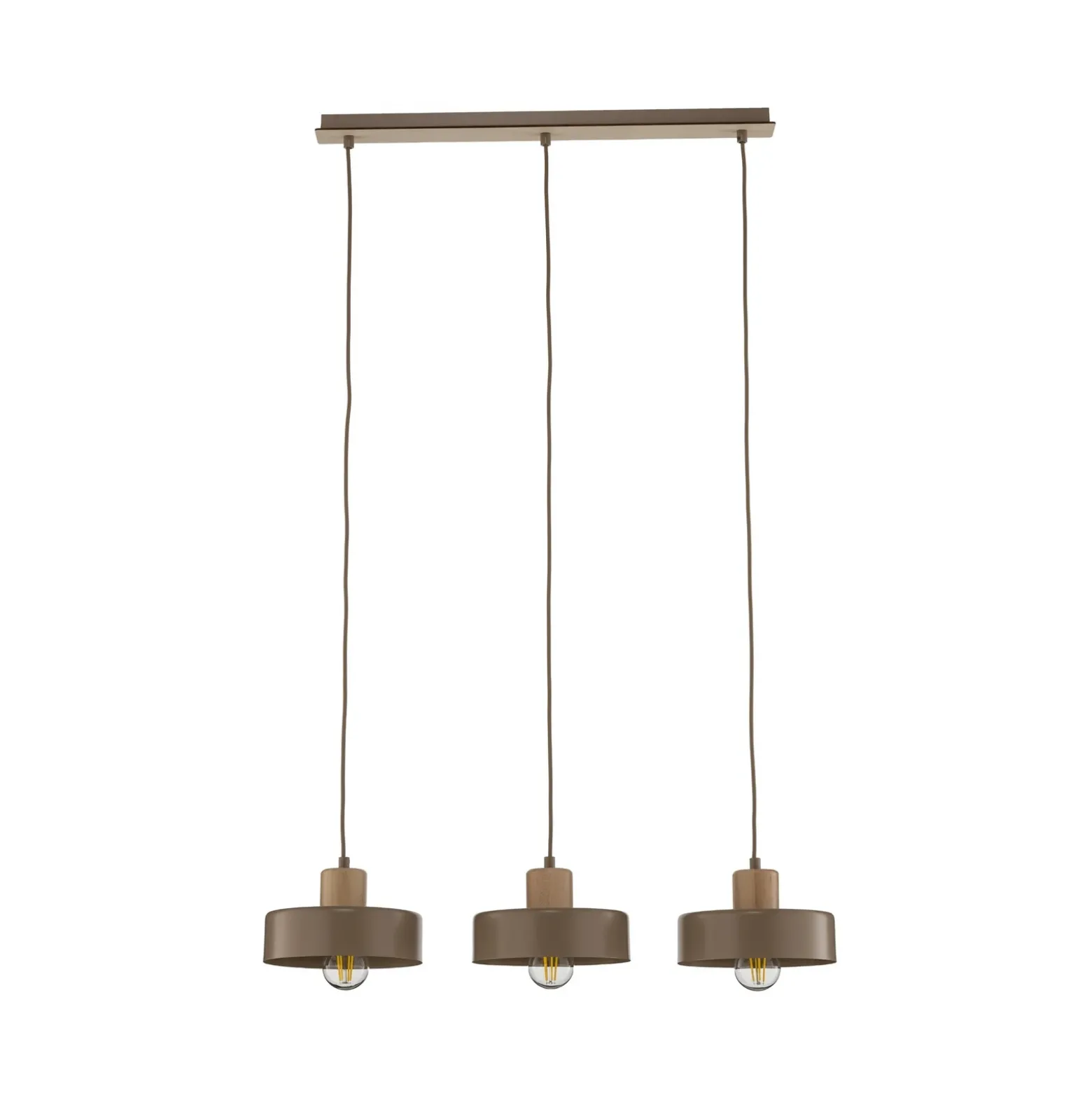 Lámpara colgante Torin, beige, 80 cm de largo, 3 luces, metal/madera