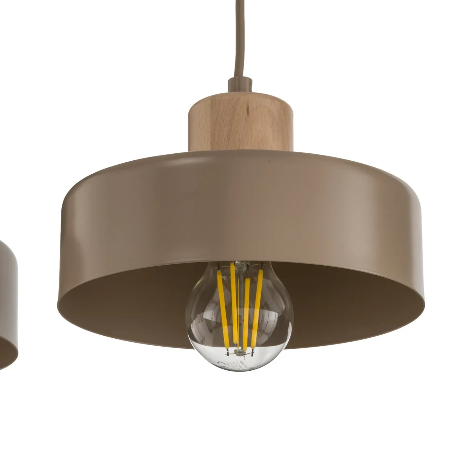 Lámpara colgante Torin, beige, 80 cm de largo, 3 luces, metal/madera
