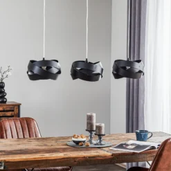 Lámpara colgante Tornado, 3 luces, negro