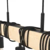 Lámpara colgante Townshend, longitud 150 cm, negro/madera, 9 luces.