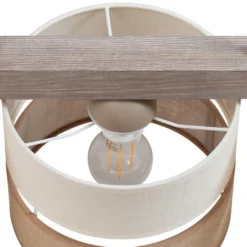 Lámpara colgante Treeon, 3 luces, madera, yute, color natural/crudo