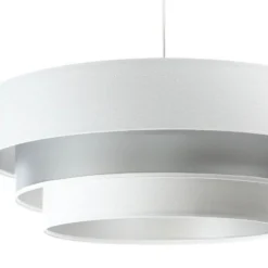 Lámpara colgante Triniti, blanco/plata, Ø 60 cm, textil