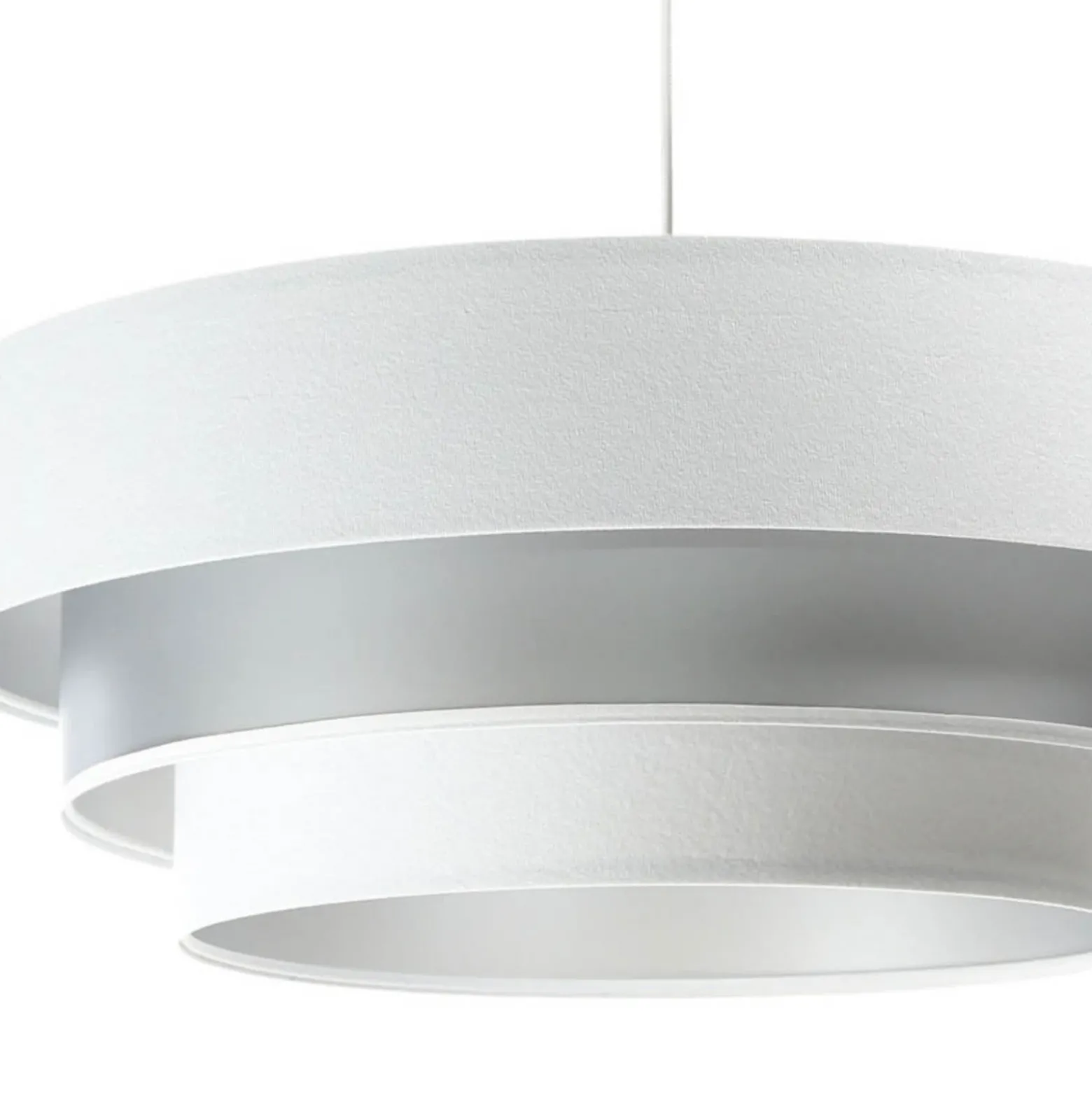 Lámpara colgante Triniti, blanco/plata, Ø 60 cm, textil