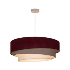 Lámpara colgante Trio, rojo oscuro/beige, Ø 60 cm, tejido, E27