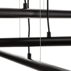 Lámpara colgante Tubo, negro, 6 luces