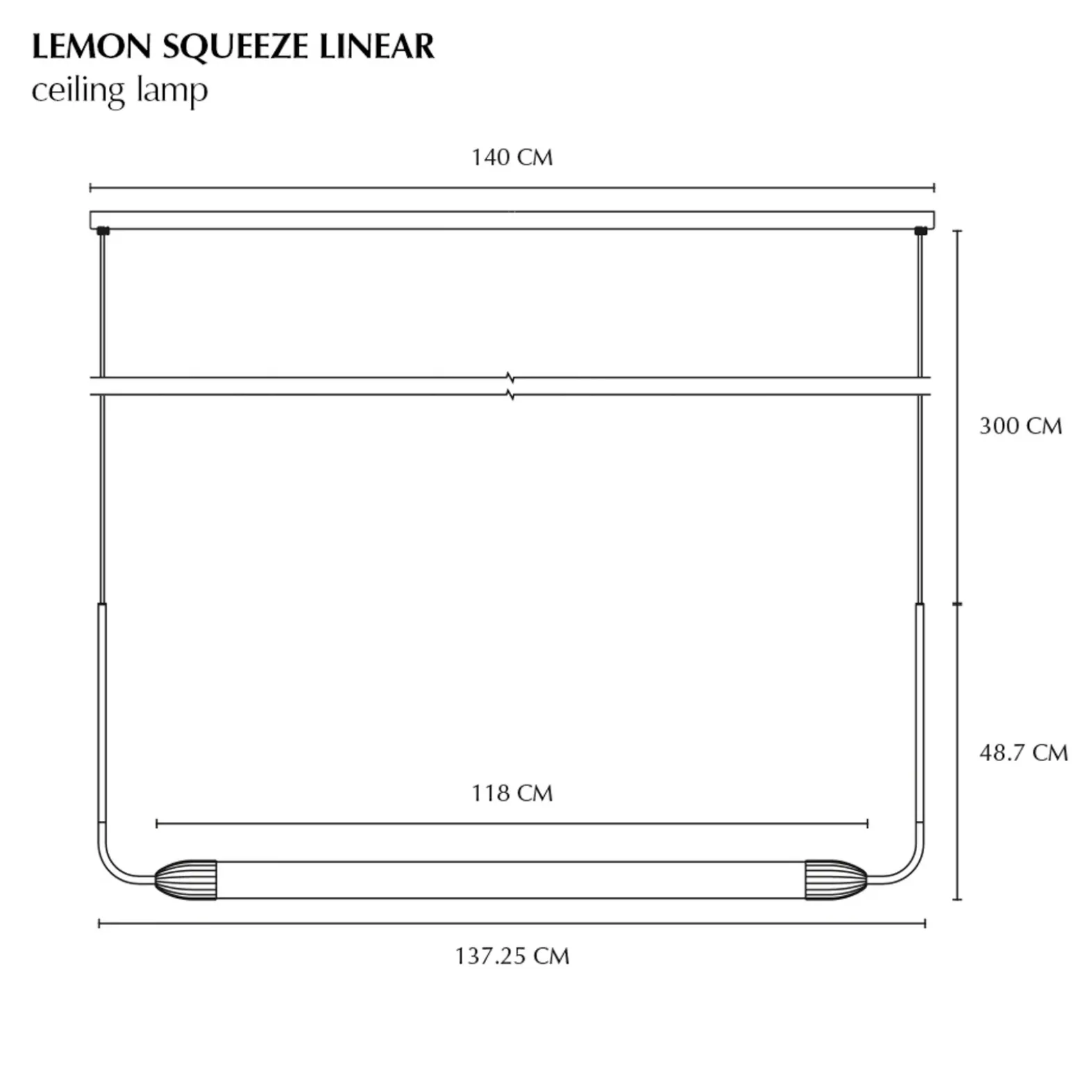 Lámpara colgante UMAGE LEMON SQUEEZE LINEAR, acero, 138 cm, GU10
