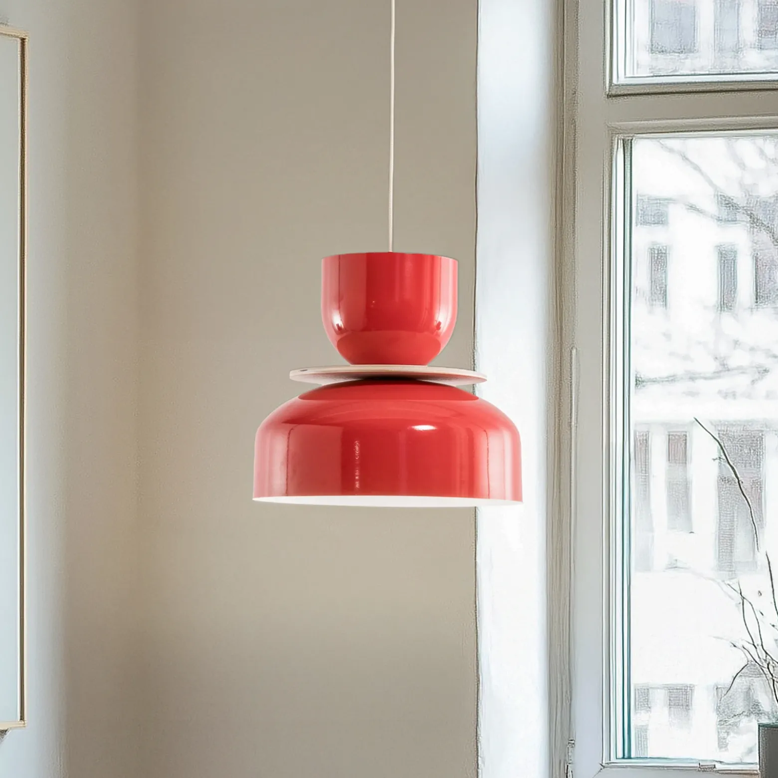 Lámpara colgante Uto, roja, Ø 30 cm, metal
