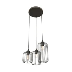 Lámpara colgante Vander, 3 luces, Ø 30 cm, negro, metal, E27