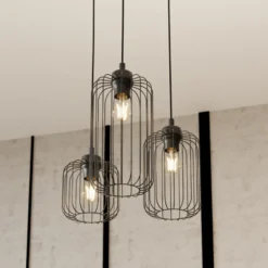 Lámpara colgante Vander, 3 luces, Ø 30 cm, negro, metal, E27