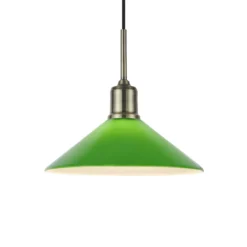 Lámpara colgante Vela, verde/latón viejo, cristal/hierro Ø 25 cm enchufe