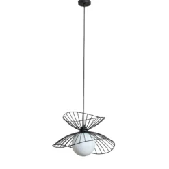 Lámpara colgante Vertigo, negra, cristal/metal, E27, Ø 50 cm