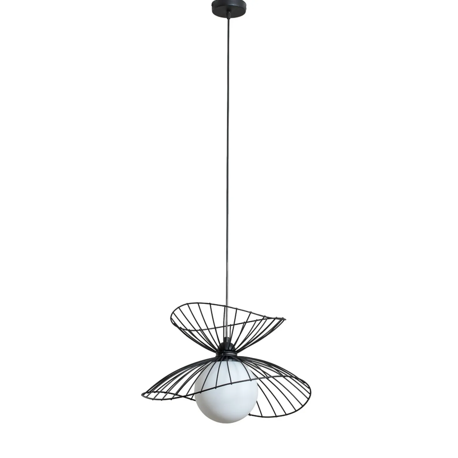 Lámpara colgante Vertigo, negra, cristal/metal, E27, Ø 50 cm