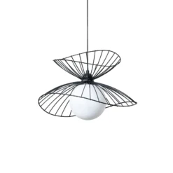 Lámpara colgante Vertigo, negra, cristal/metal, E27, Ø 50 cm