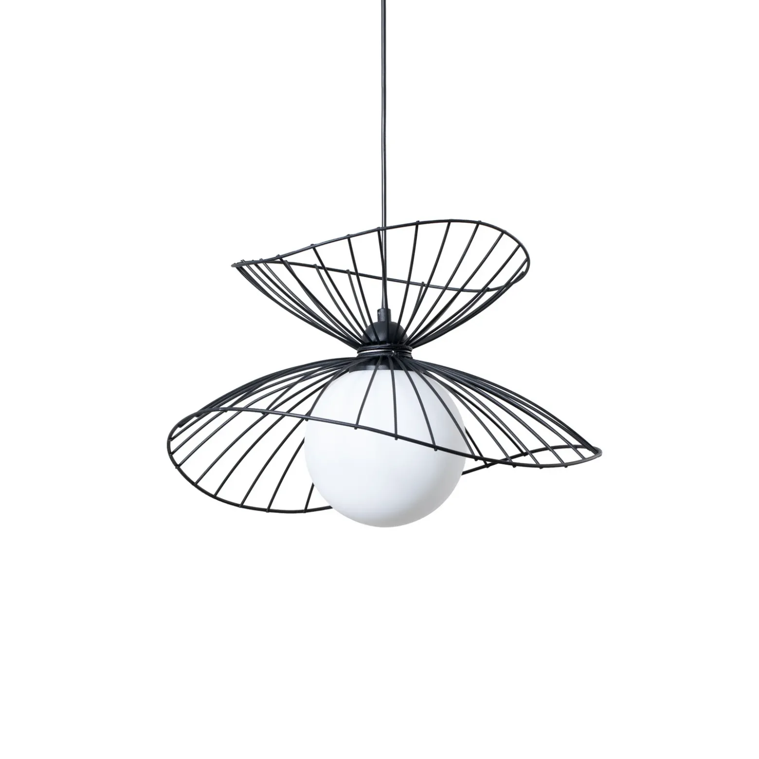 Lámpara colgante Vertigo, negra, cristal/metal, E27, Ø 50 cm