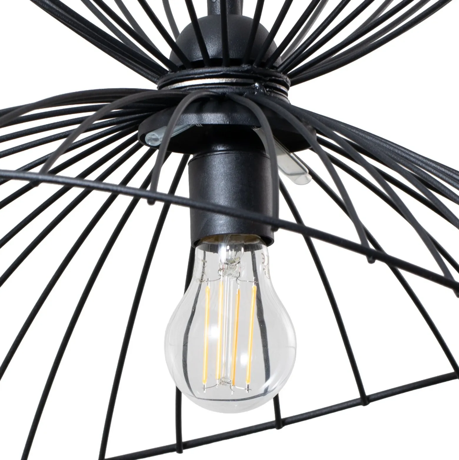 Lámpara colgante Vertigo, negra, cristal/metal, E27, Ø 50 cm