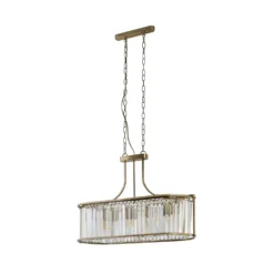Lámpara colgante Victoria, color latón, cristal, 78 cm, E27
