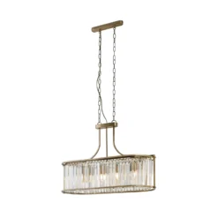 Lámpara colgante Victoria, color latón, cristal, 78 cm, E27