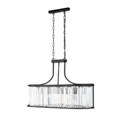 Lámpara colgante Victoria, negra, cristal, 78 cm, E27