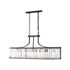 Lámpara colgante Victoria, negra, cristal, 78 cm, E27