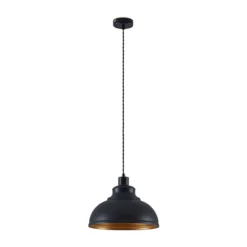 Lámpara colgante vintage Albertine, metal, negra