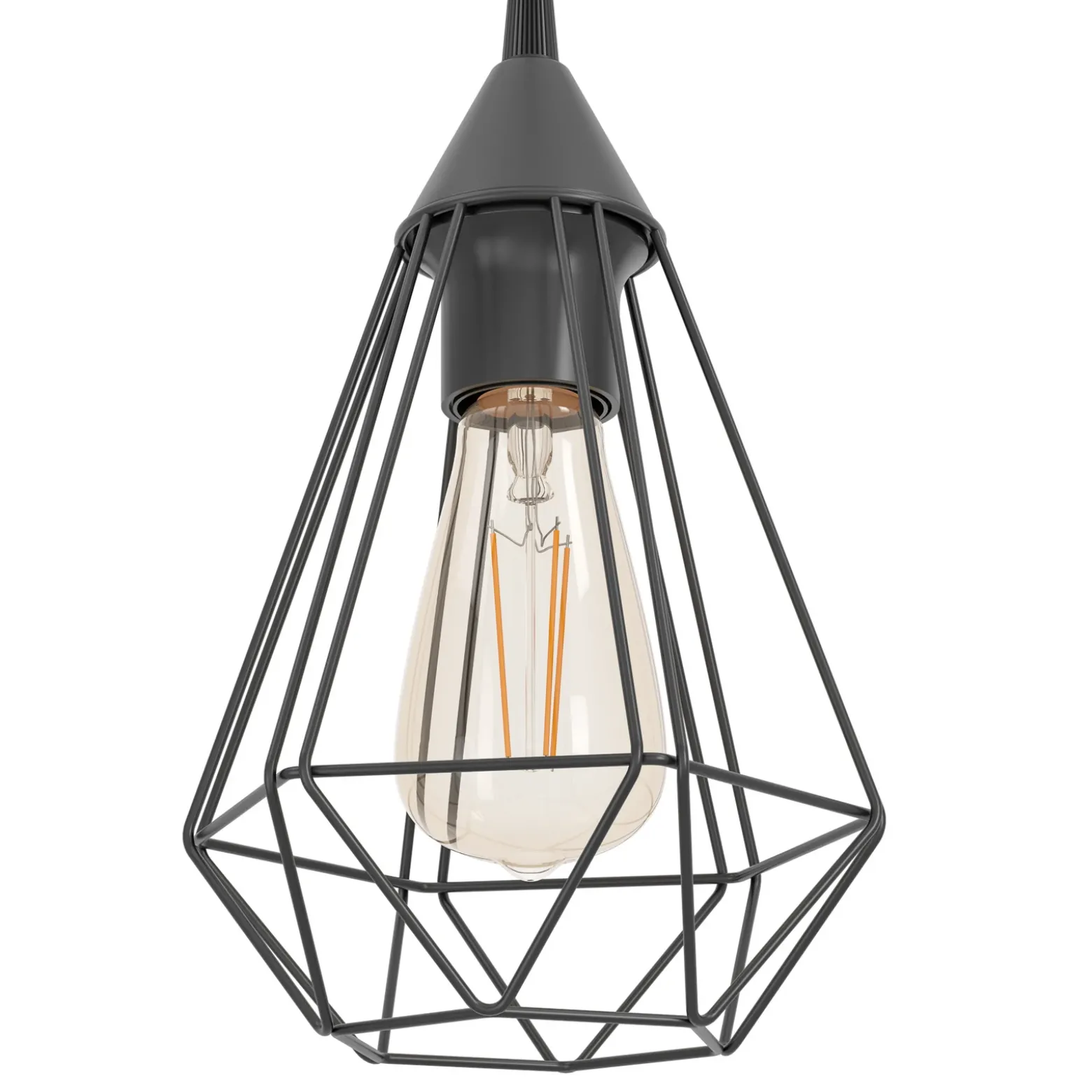 Lámpara colgante vintage negra Tarbes, 3 brazos