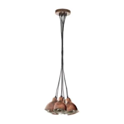 Lámpara colgante vintage Priddy 1, 7 luces, cobre