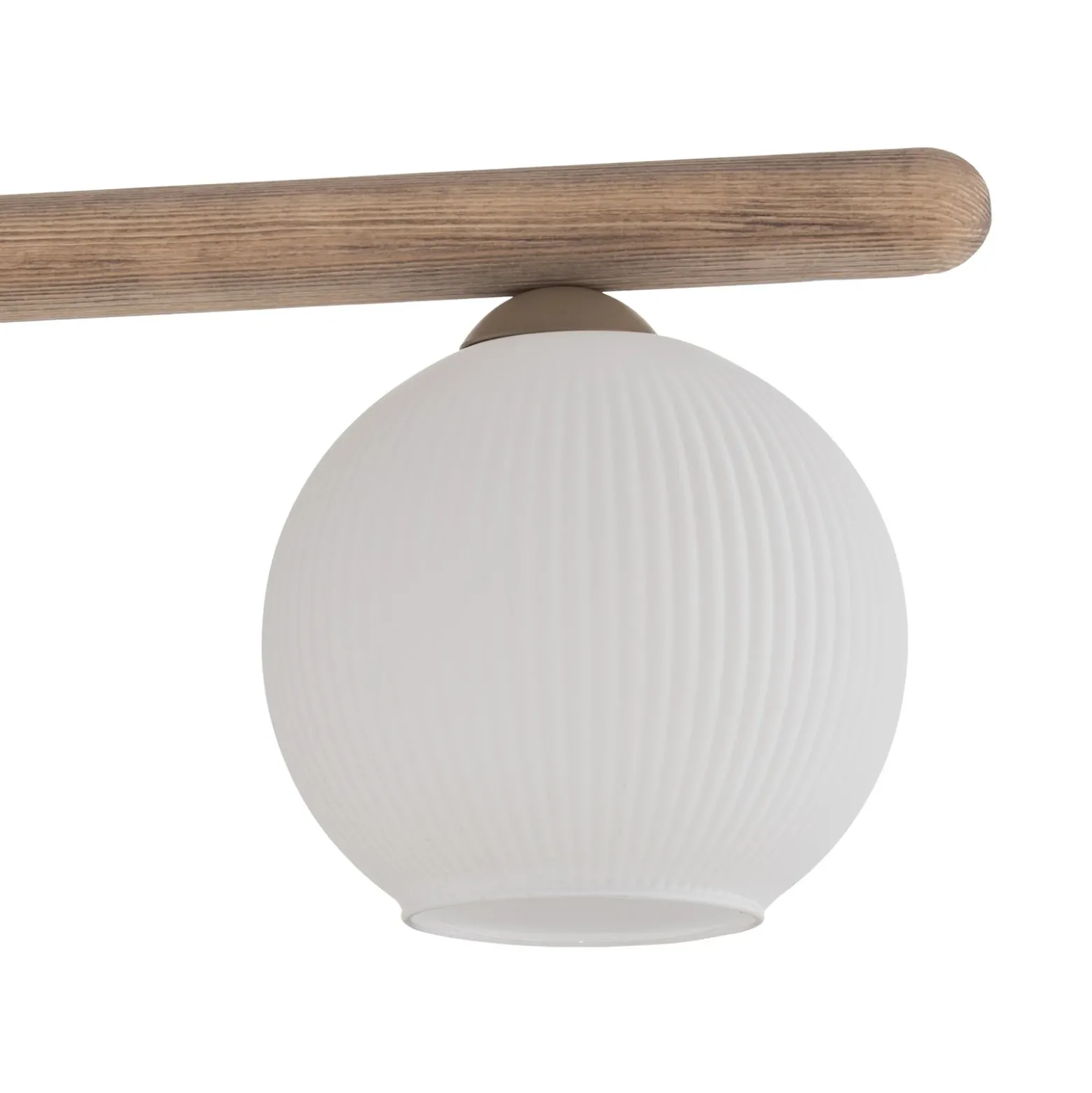 Lámpara colgante Virlo, 4 luces, madera, cristal opalino, longitud 95 cm