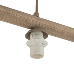 Lámpara colgante Virlo, 4 luces, madera, cristal opalino, longitud 95 cm