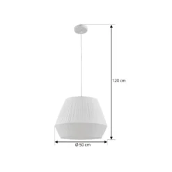 Lámpara colgante Vitore de Lindby, Ø 40 cm, textil, blanca